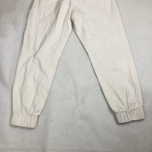 ASSEMBLY LABLE White Track Pant size 6 Elastic Hem Cotton Womens - Picture 4 of 11